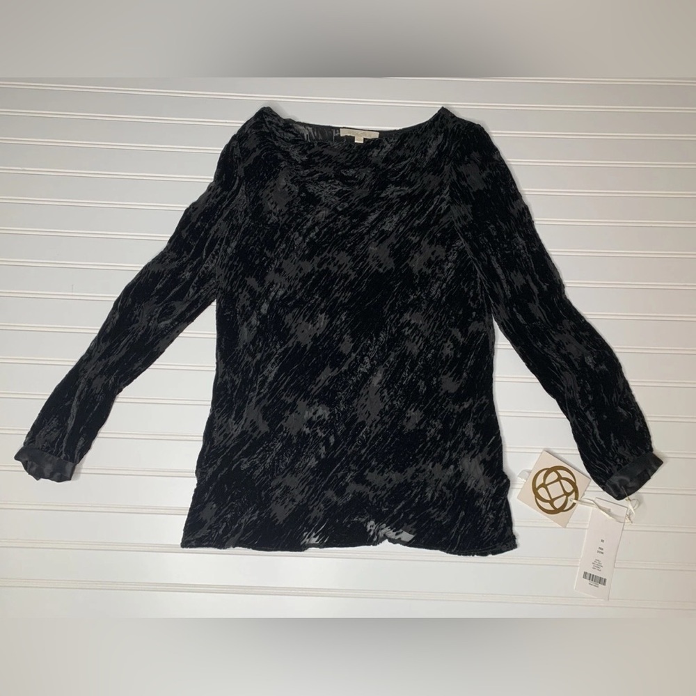 Etcetera Women's Silk Blend Black Long Sleeve Desi Top Blouse Shirt 2 NEW 366